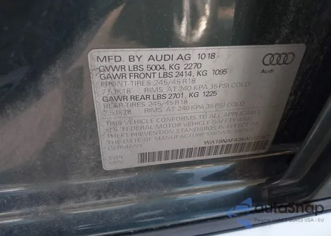 2019 Audi A4 Allroad 45 Premium from USA, damaged, VIN WA18NAF43KA012283